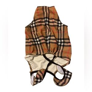 Burberry Kids Swim One Piece in Tan and Black Check